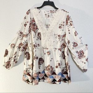 Maurices Patchwork and Lace Babydoll Blouse